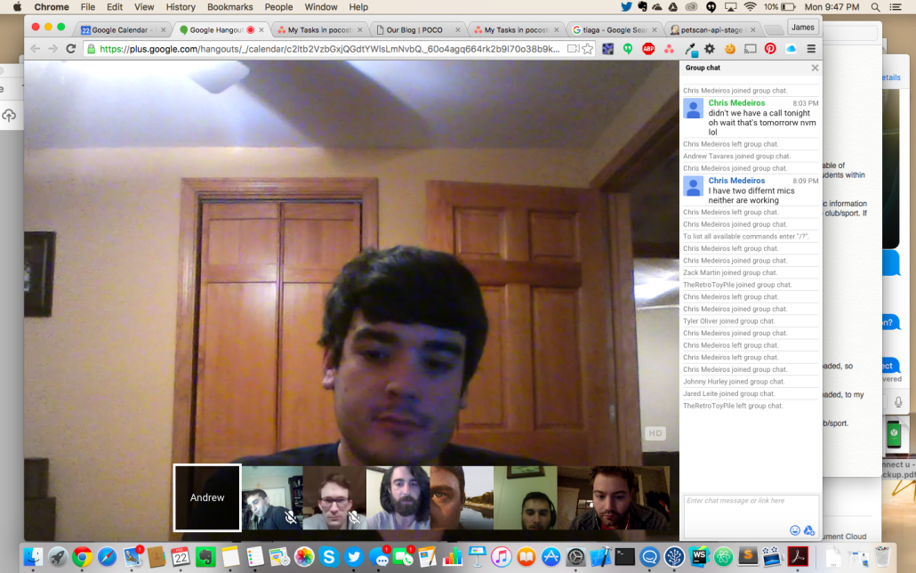 POCO and connectU on Google Hangouts pre planning